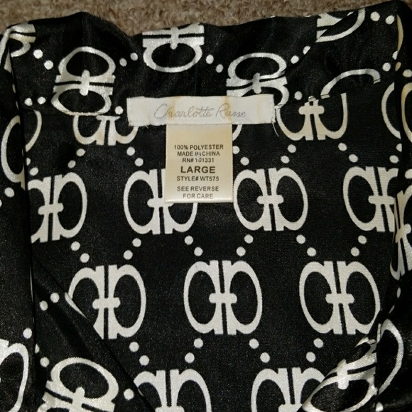 Black & white button up dress shirt w/belt - Picture 3 of 5